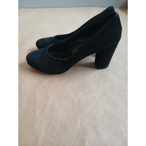 Lavorazione Artigiana Round Toe Heels Womens EU 38 US 7.5 Black Suede Preppy - Picture 6 of 9